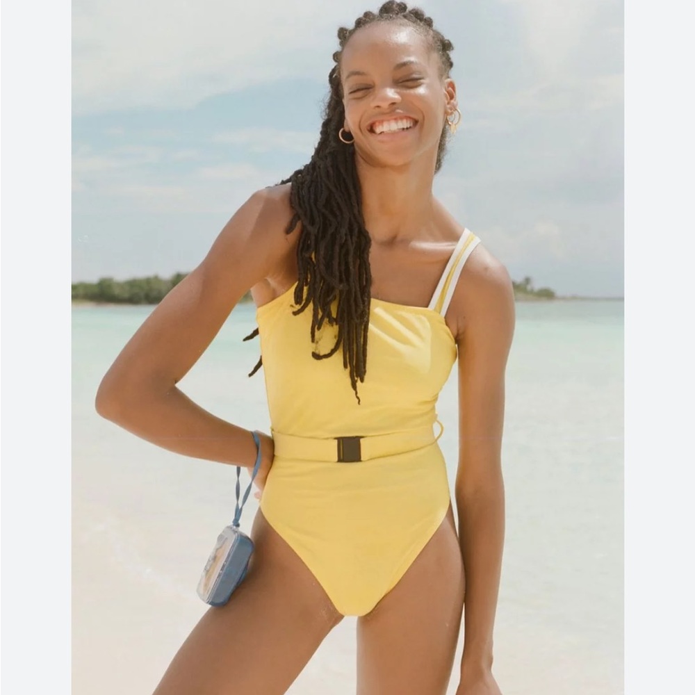BANDIER x SOLID & STRIPED Collab Belted Swimsuit